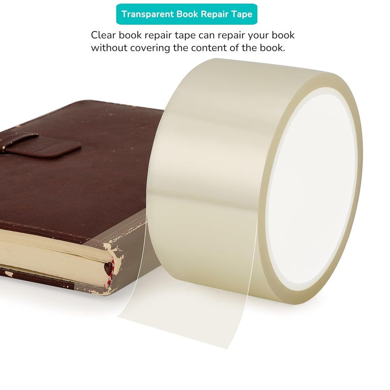 SICCOMA Clear Book Repair Tape for Torn Pages 1 Inch x 108 Feet Archival Safe Thin Clear Bookbinding Tape for Books, Scrapbooking and Documents, Transparent, Thin Thickness, No Residue - Image 5